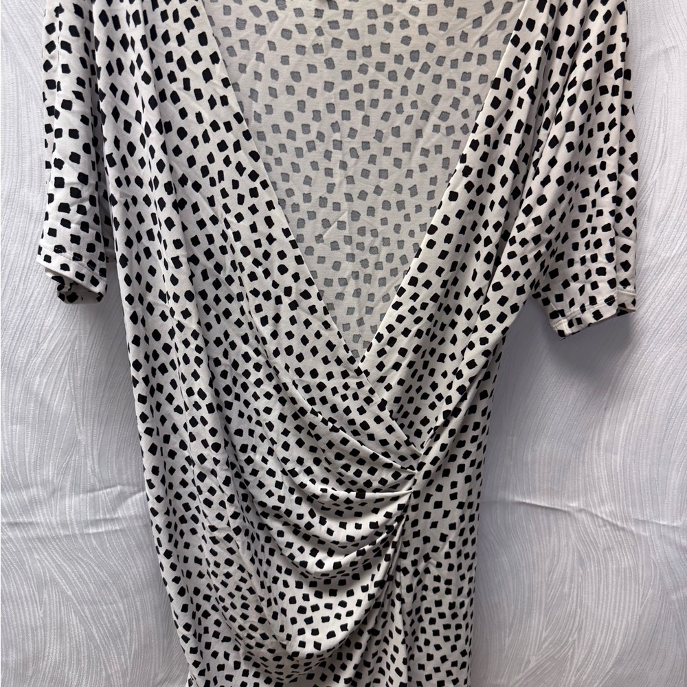 Max Mara Made in Italy Ruched Polka Dot Wrap Top Sz M Quiet Luxury Minimalist